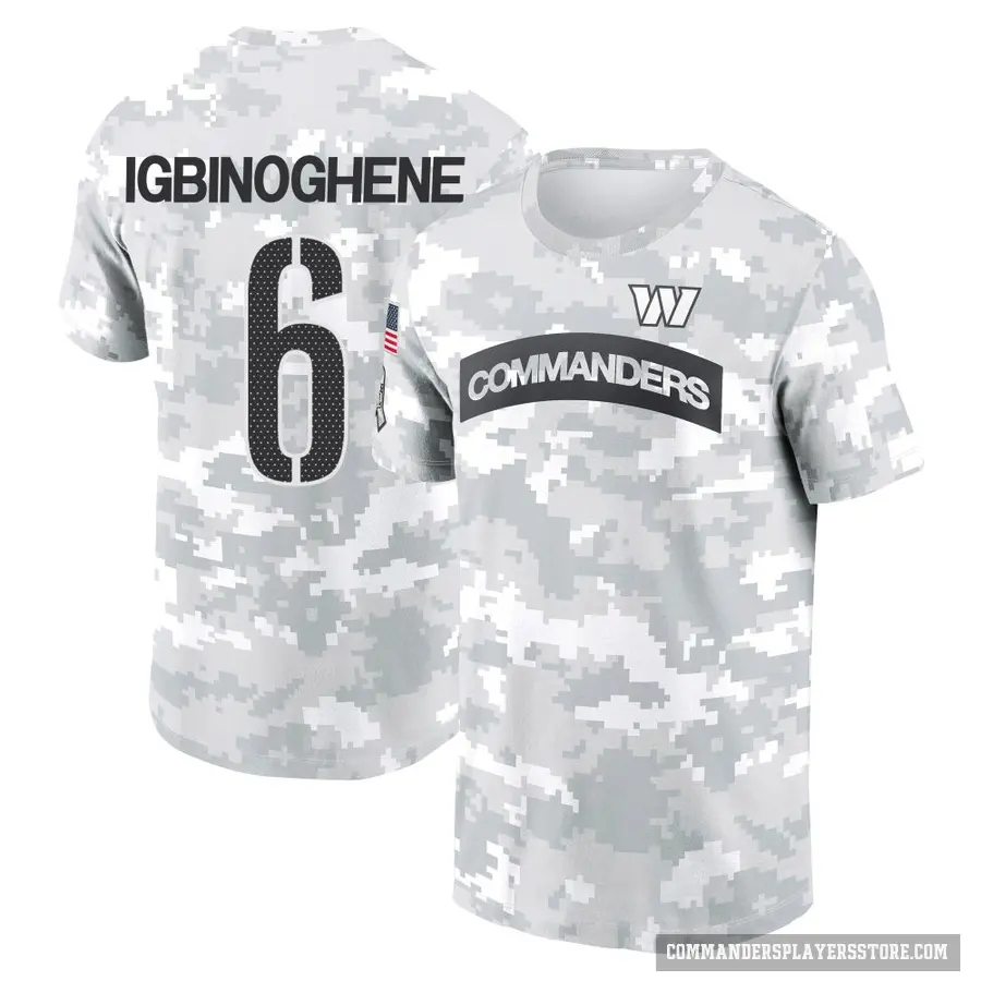 Youth ＃6 Noah Igbinoghene Washington Commanders Camo Arctic 2024 Salute to Service Performance T-Shirt