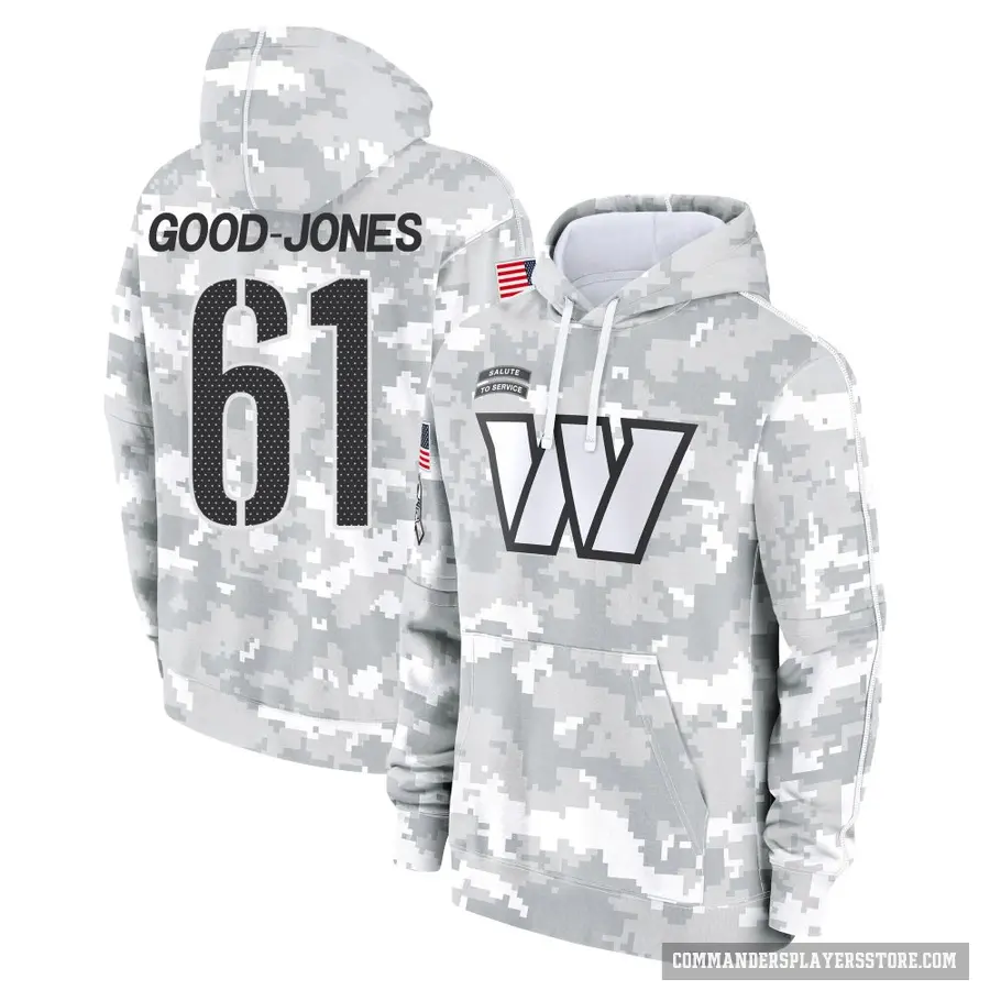 Youth ＃61 Julian Good-Jones Washington Commanders Arctic Camo 2024 Salute to Service Club Fleece Pullover Hoodie
