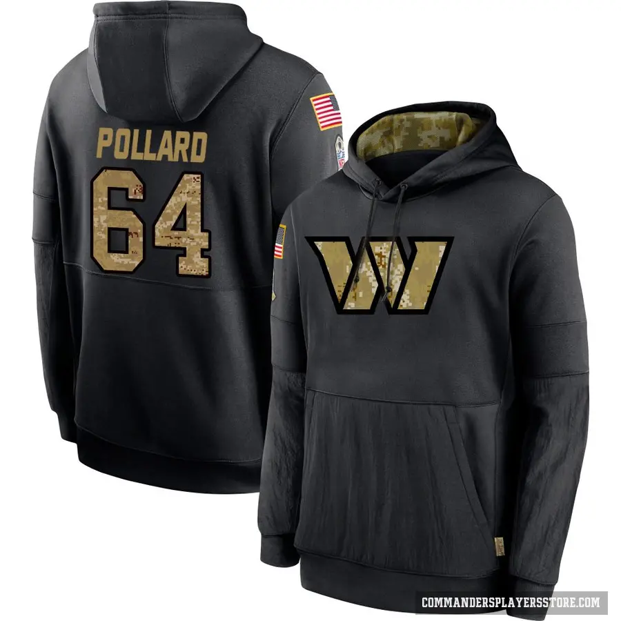Youth ＃64 Norell Pollard Washington Commanders Black 2020 Salute to Service Sideline Performance Pullover Hoodie