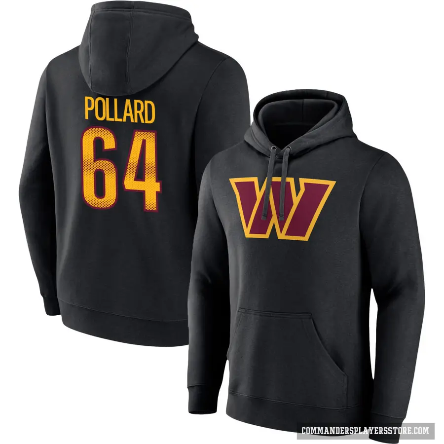 Youth ＃64 Norell Pollard Washington Commanders Black Name & Number Pullover Hoodie