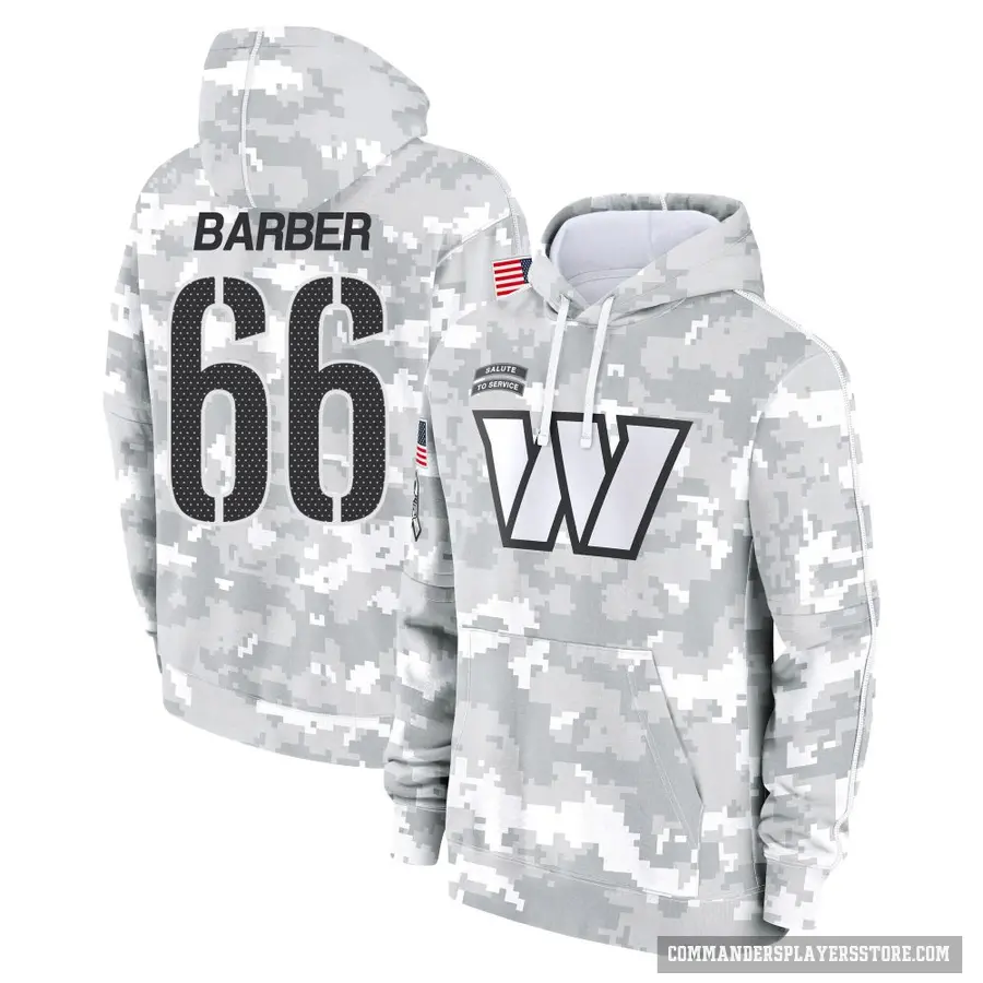 Youth ＃66 Ricky Barber Washington Commanders Arctic Camo 2024 Salute to Service Club Fleece Pullover Hoodie