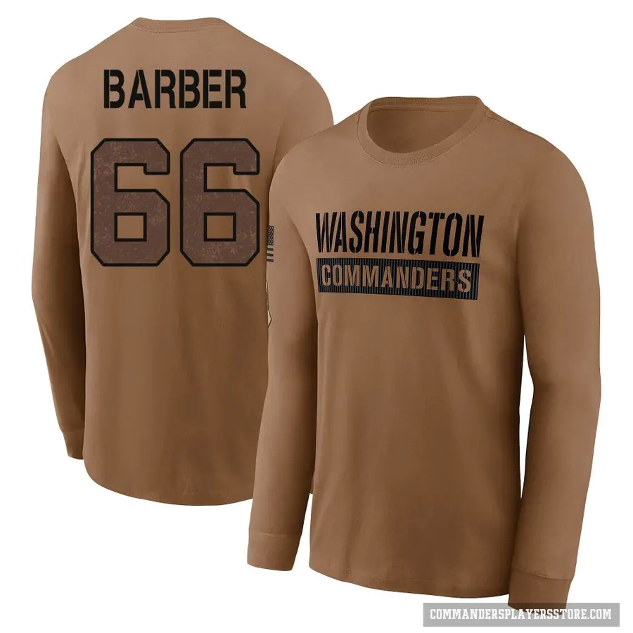 Youth ＃66 Ricky Barber Washington Commanders Brown 2023 Salute To Service Long Sleeve T-Shirt