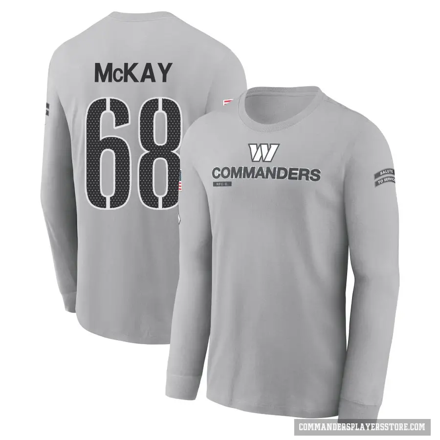 Youth ＃68 Timothy McKay Washington Commanders Gray 2024 Salute to Service Long Sleeve T-Shirt