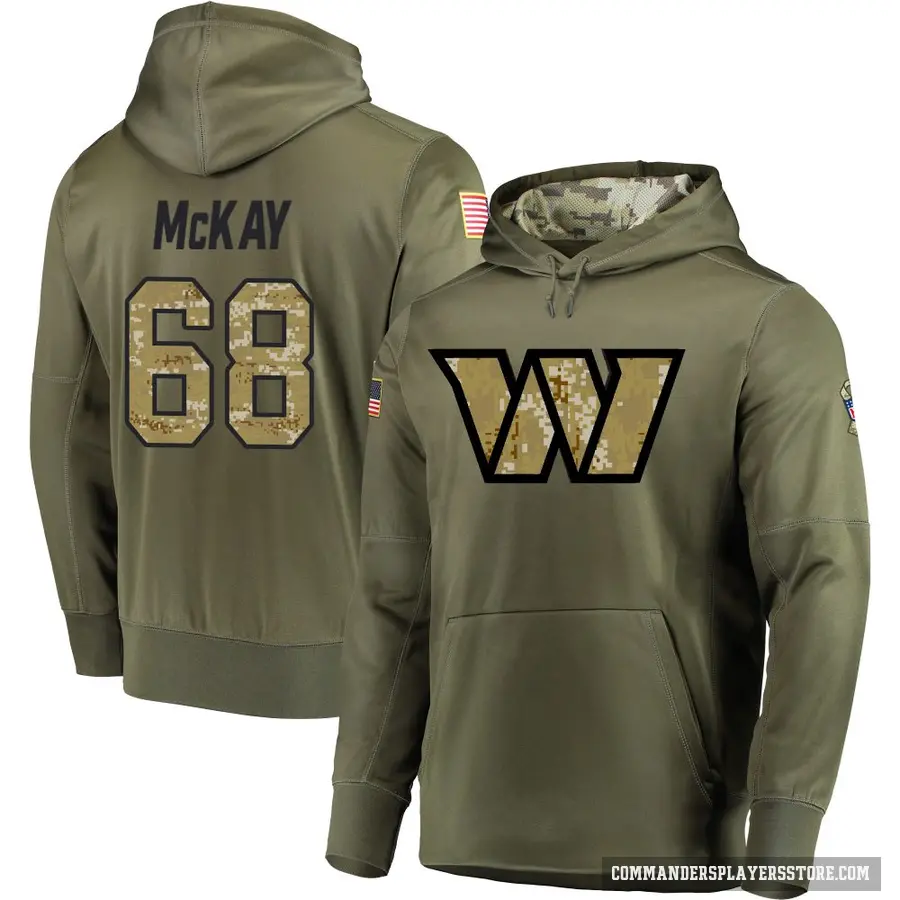 Youth ＃68 Timothy McKay Washington Commanders Olive Salute to Service Pullover Hoodie
