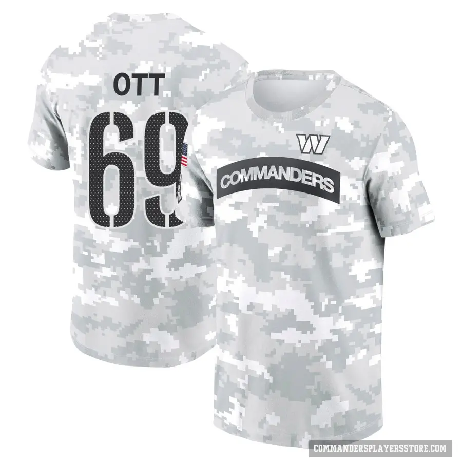 Youth ＃69 Tyler Ott Washington Commanders Camo Arctic 2024 Salute to Service Performance T-Shirt