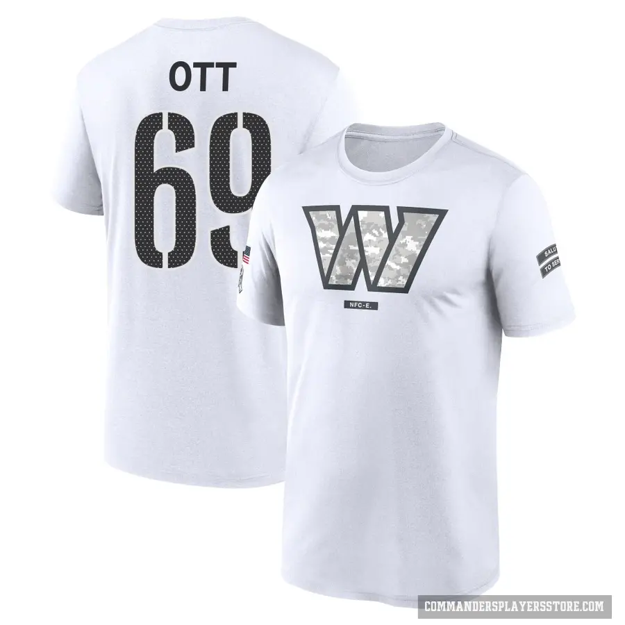 Youth ＃69 Tyler Ott Washington Commanders White 2024 Salute to Service Performance T-Shirt