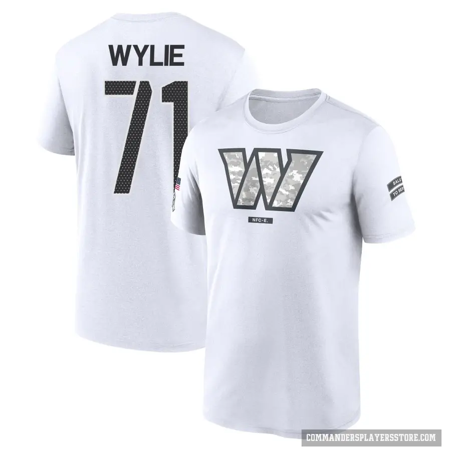 Youth ＃71 Andrew Wylie Washington Commanders White 2024 Salute to Service Performance T-Shirt