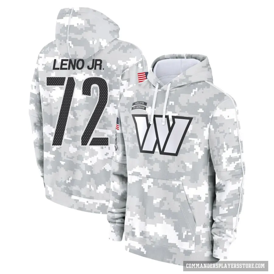 Youth ＃72 Charles Leno Jr. Washington Commanders Arctic Camo 2024 Salute to Service Club Fleece Pullover Hoodie