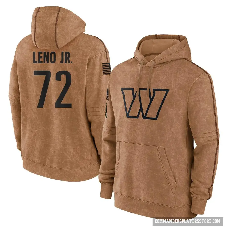 Youth ＃72 Charles Leno Jr. Washington Commanders Brown 2023 Salute To Service Club Pullover Hoodie