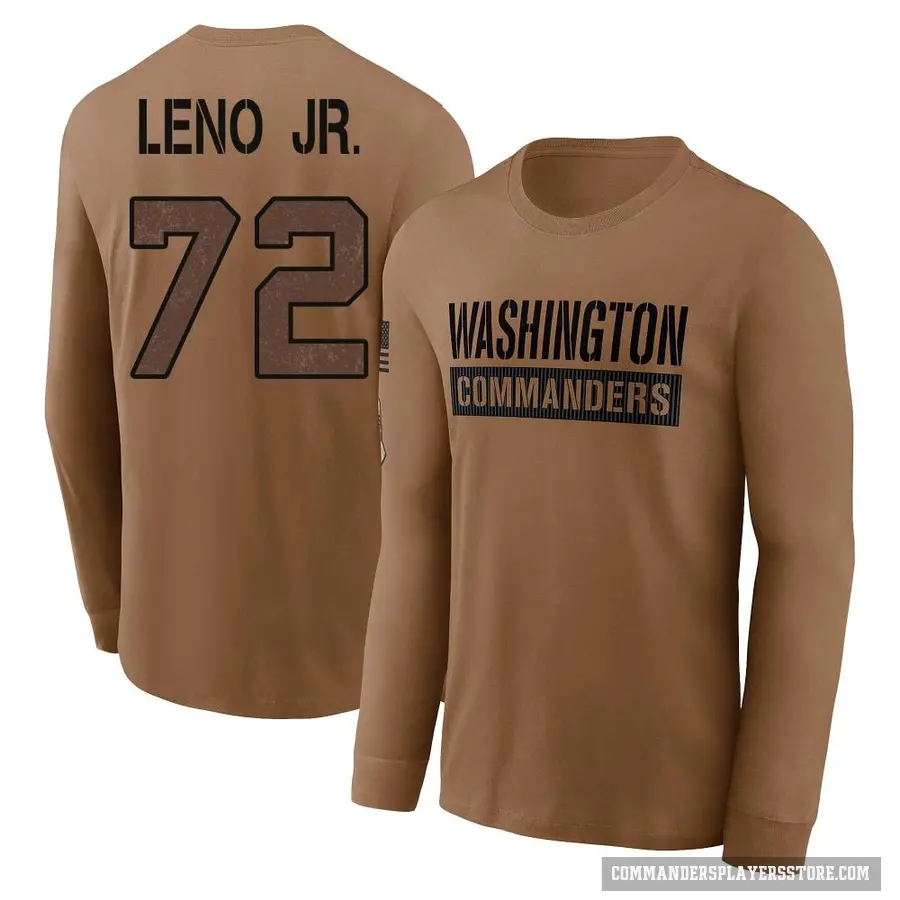 Youth ＃72 Charles Leno Jr. Washington Commanders Brown 2023 Salute To Service Long Sleeve T-Shirt