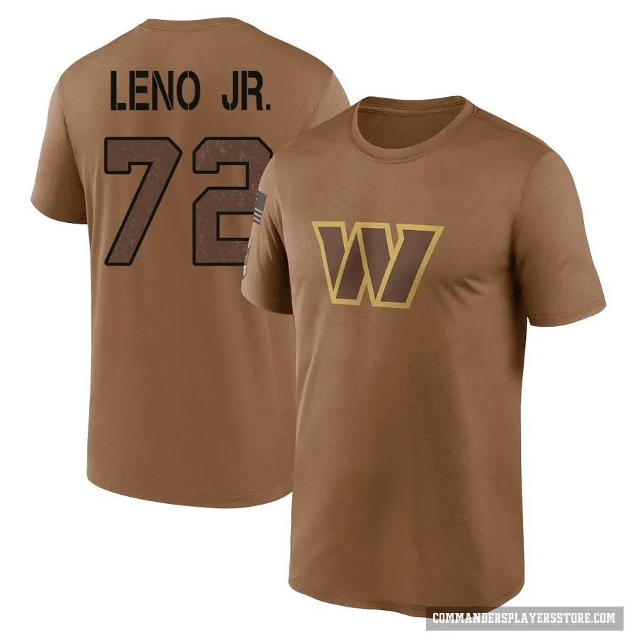 Youth ＃72 Charles Leno Jr. Washington Commanders Brown 2023 Salute To Service Performance T-Shirt