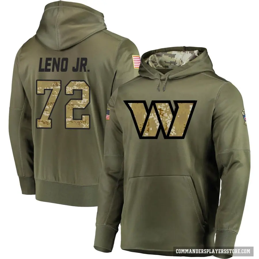 Youth ＃72 Charles Leno Jr. Washington Commanders Olive Salute to Service Pullover Hoodie