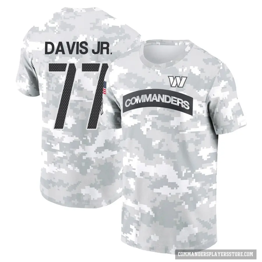 Youth ＃77 Carl Davis Jr. Washington Commanders Camo Arctic 2024 Salute to Service Performance T-Shirt
