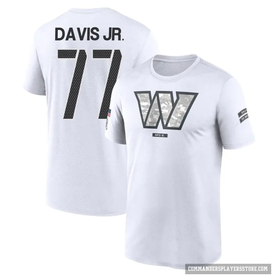Youth ＃77 Carl Davis Jr. Washington Commanders White 2024 Salute to Service Performance T-Shirt