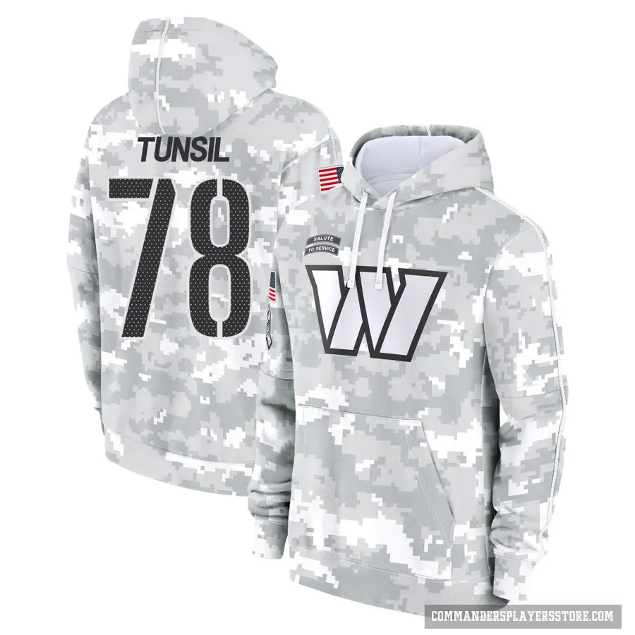 Youth ＃78 Laremy Tunsil Washington Commanders Arctic Camo 2024 Salute to Service Club Fleece Pullover Hoodie