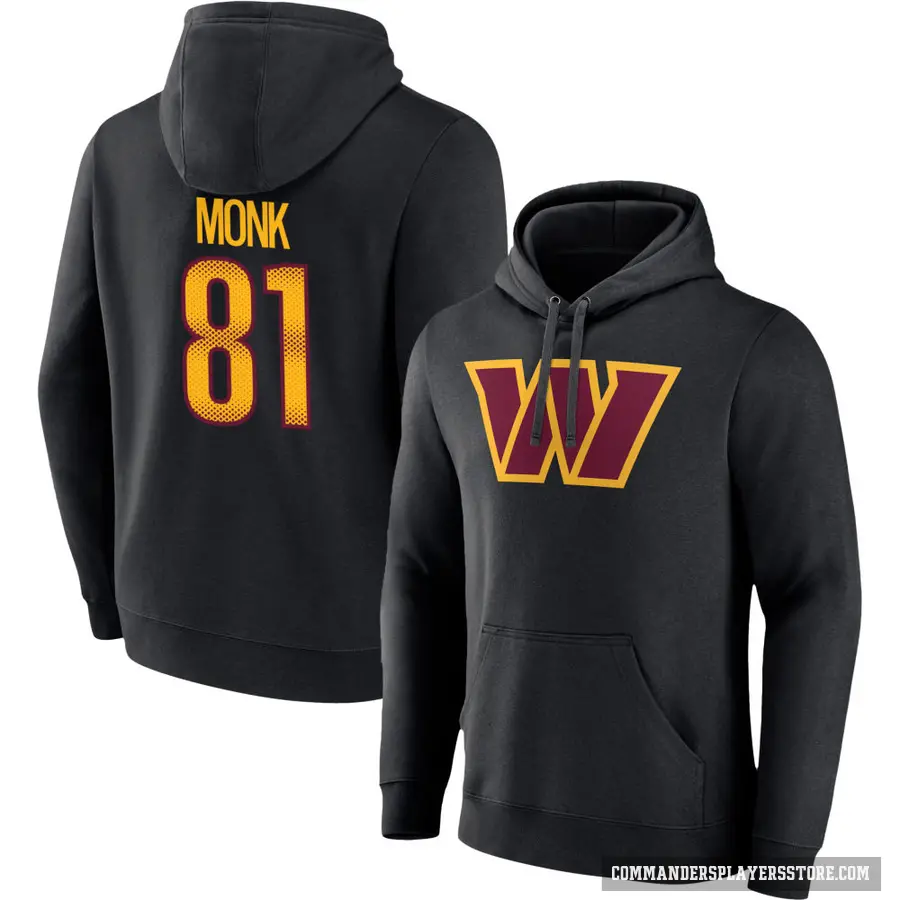 Youth ＃81 Art Monk Washington Commanders Black Name & Number Pullover Hoodie