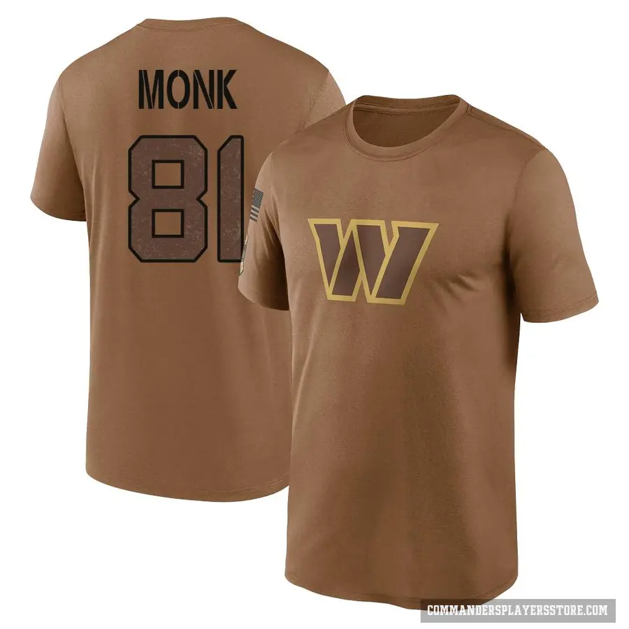 Youth ＃81 Art Monk Washington Commanders Brown 2023 Salute To Service Performance T-Shirt