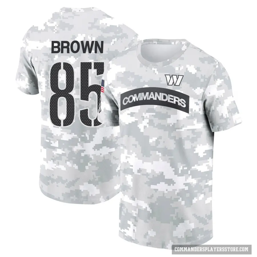 Youth ＃85 Noah Brown Washington Commanders Brown Arctic Camo 2024 Salute to Service Performance T-Shirt
