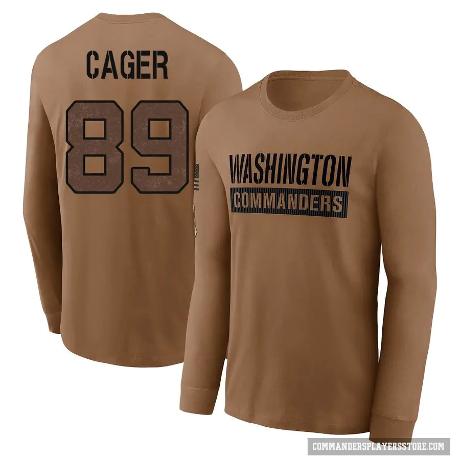 Youth ＃89 Lawrence Cager Washington Commanders Brown 2023 Salute To Service Long Sleeve T-Shirt