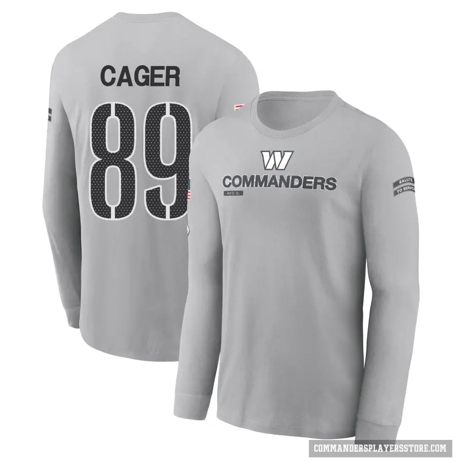 Youth ＃89 Lawrence Cager Washington Commanders Gray 2024 Salute to Service Long Sleeve T-Shirt