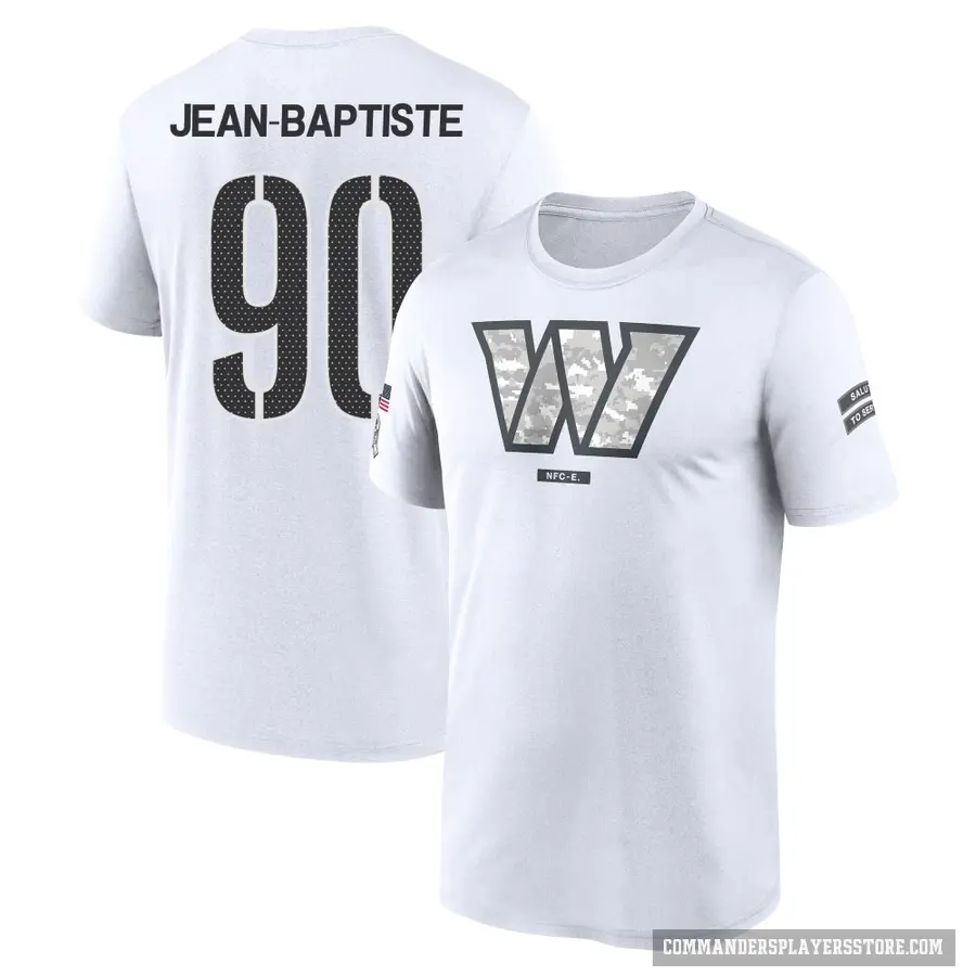 Youth ＃90 Javontae Jean-Baptiste Washington Commanders White 2024 Salute to Service Performance T-Shirt