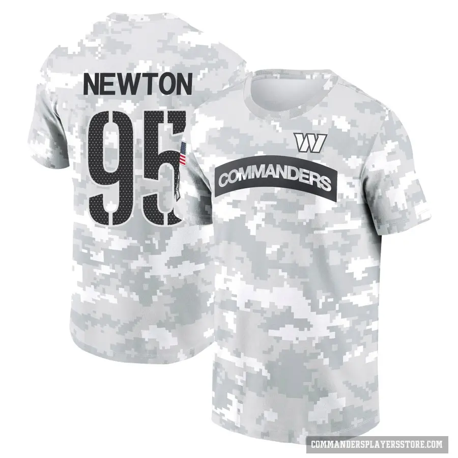 Youth ＃95 Jer'Zhan Newton Washington Commanders Camo Arctic 2024 Salute to Service Performance T-Shirt