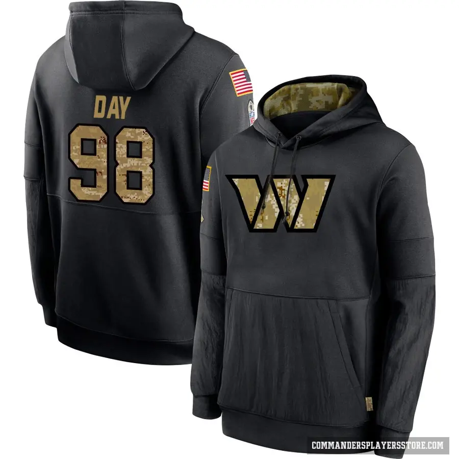 Youth ＃98 Sheldon Day Washington Commanders Black 2020 Salute to Service Sideline Performance Pullover Hoodie