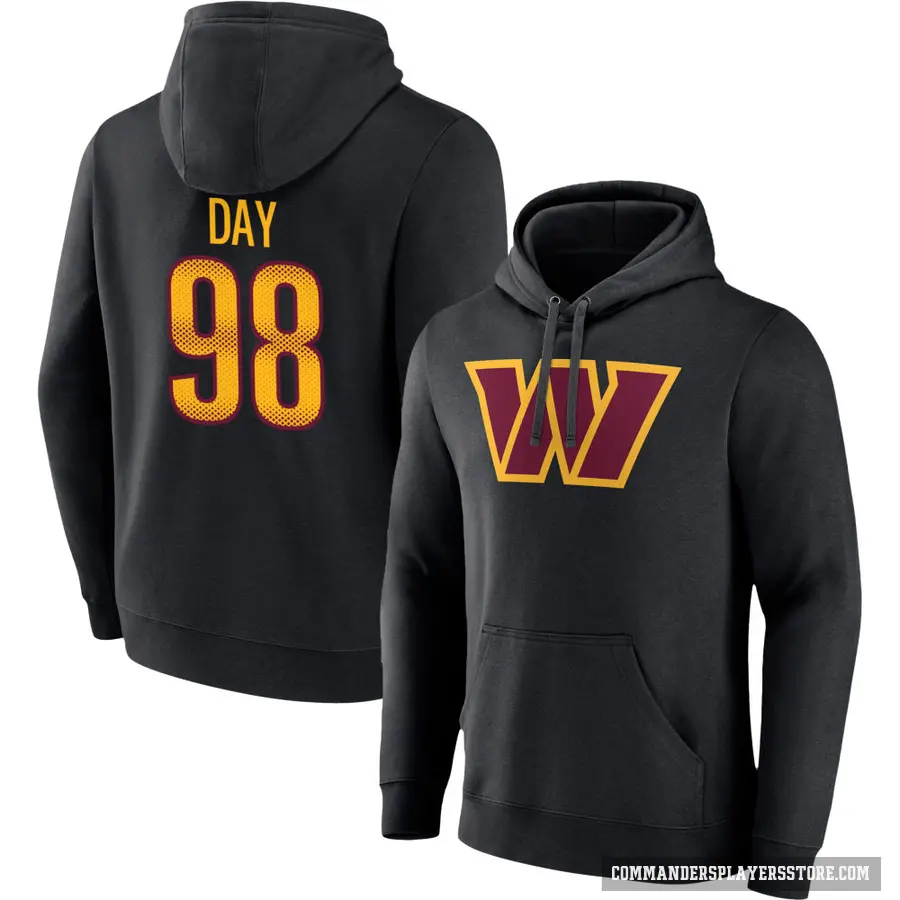 Youth ＃98 Sheldon Day Washington Commanders Black Name & Number Pullover Hoodie