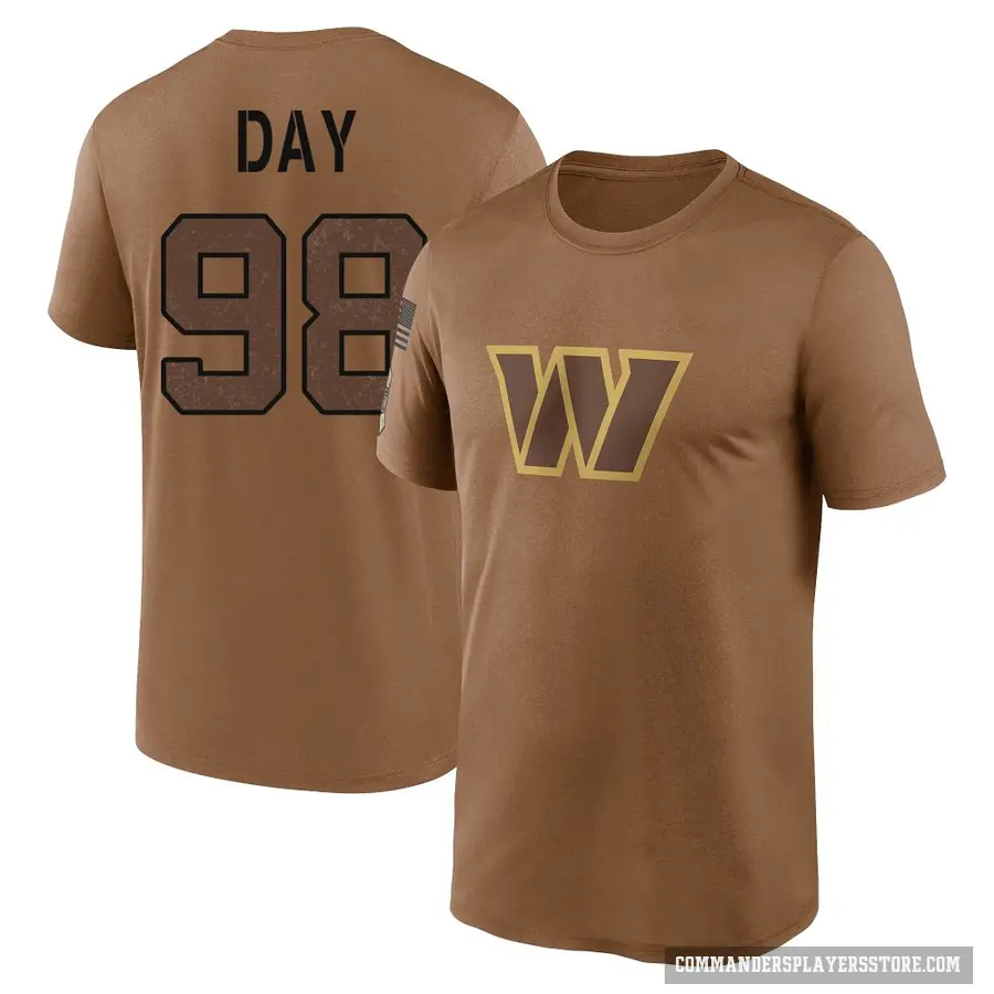 Youth ＃98 Sheldon Day Washington Commanders Brown 2023 Salute To Service Performance T-Shirt