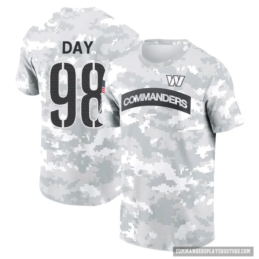 Youth ＃98 Sheldon Day Washington Commanders Camo Arctic 2024 Salute to Service Performance T-Shirt